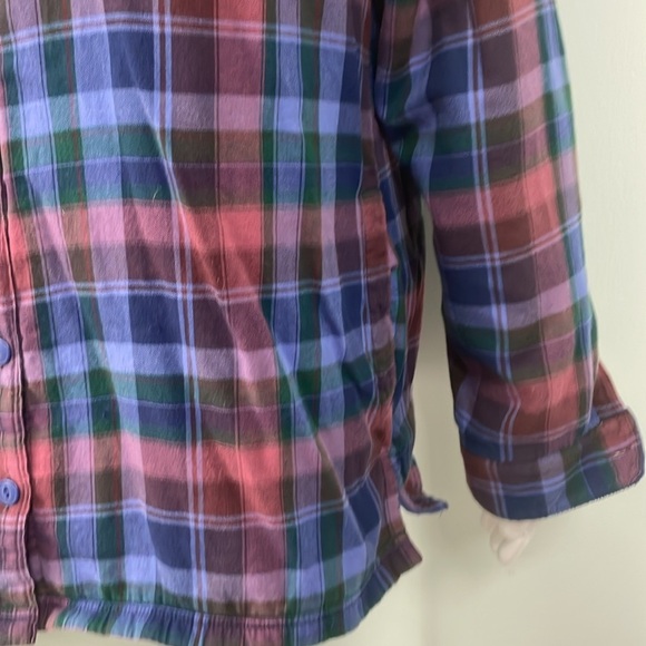 LL Bean Women's Plaid Flannel Lined Button Front Hoodie w/Pockets Medium - Picture 6 of 8